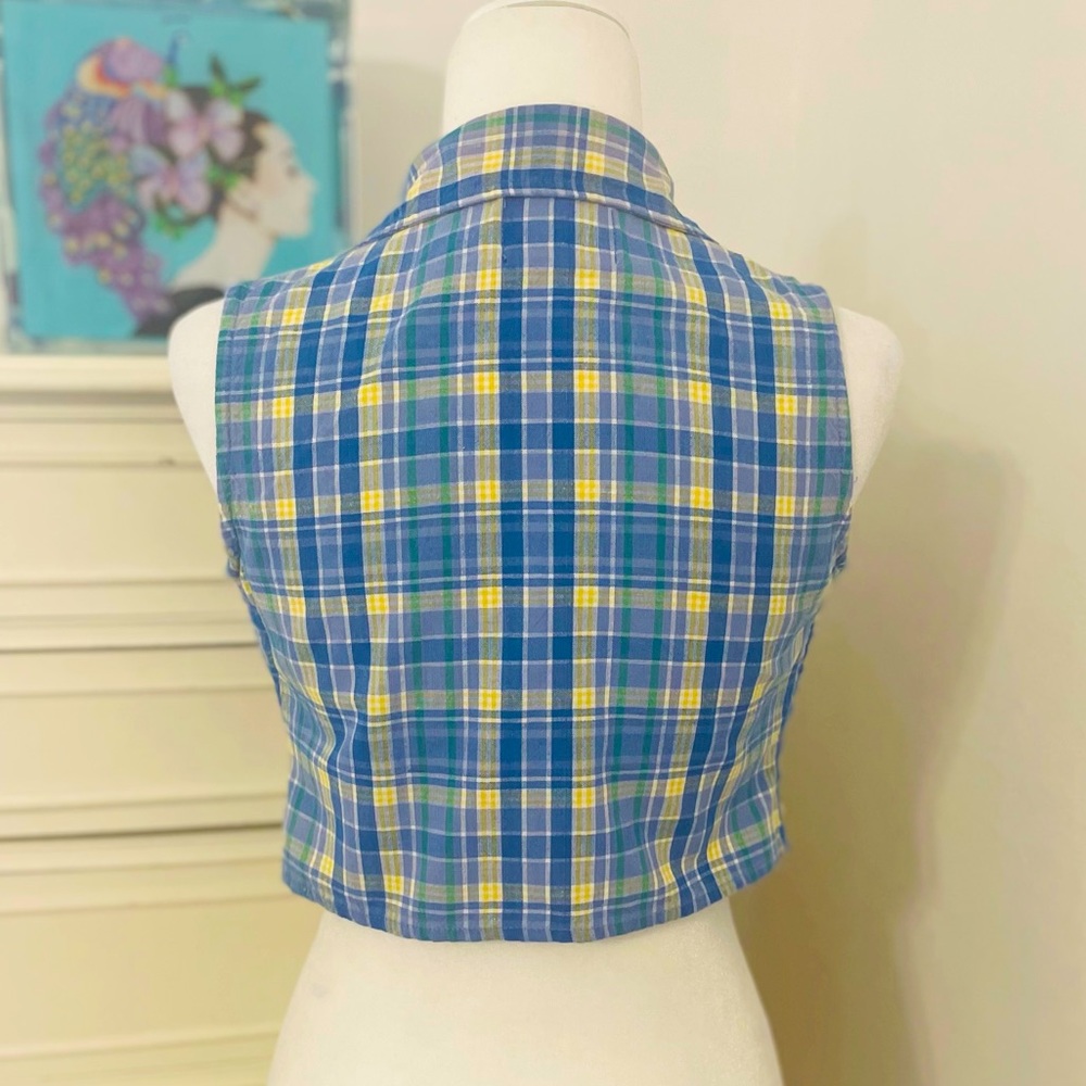 Vintage 90s Cropped Plaid Top - Picture 4 of 9
